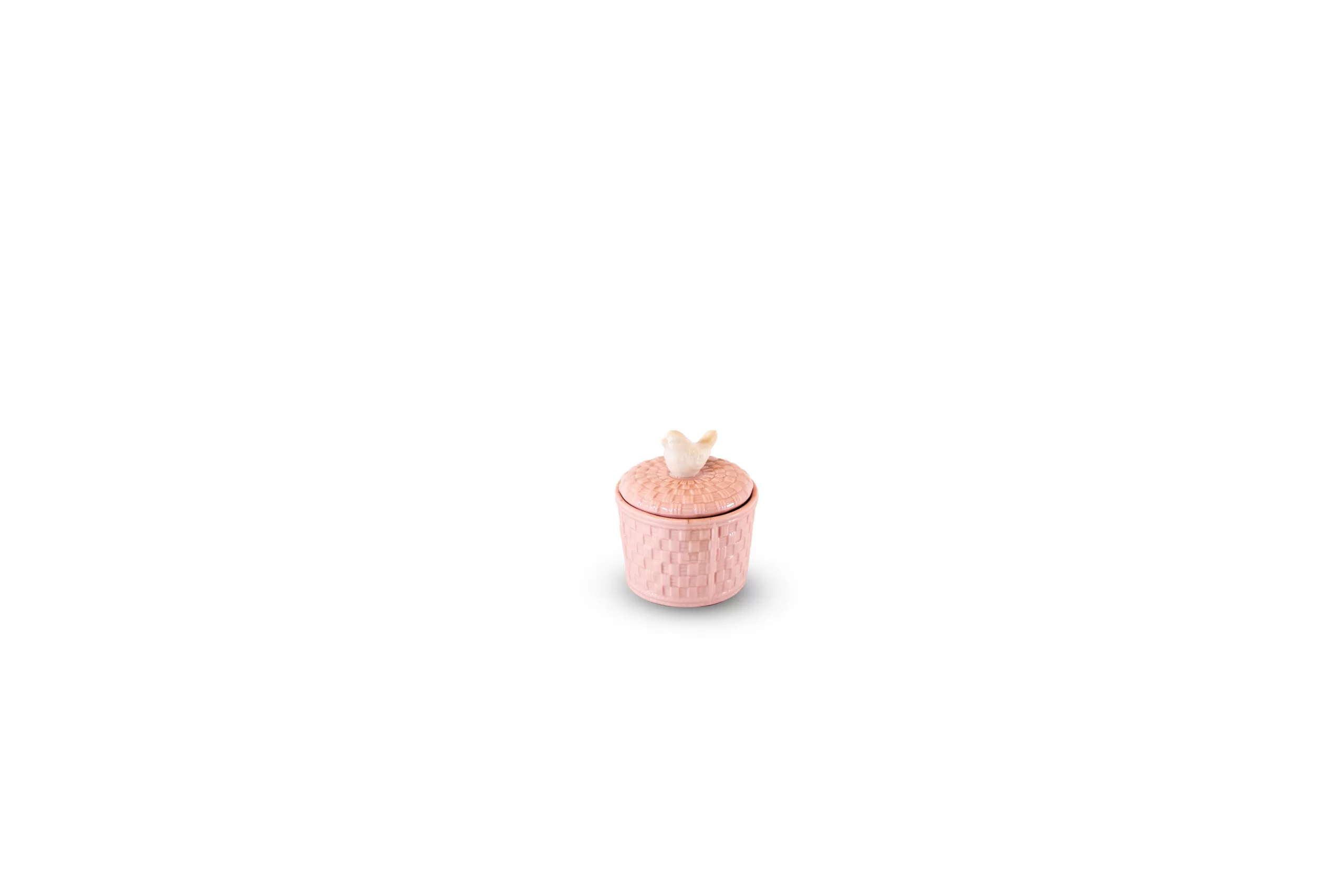 Azucarero de Porcelana Tejido con Pajarito