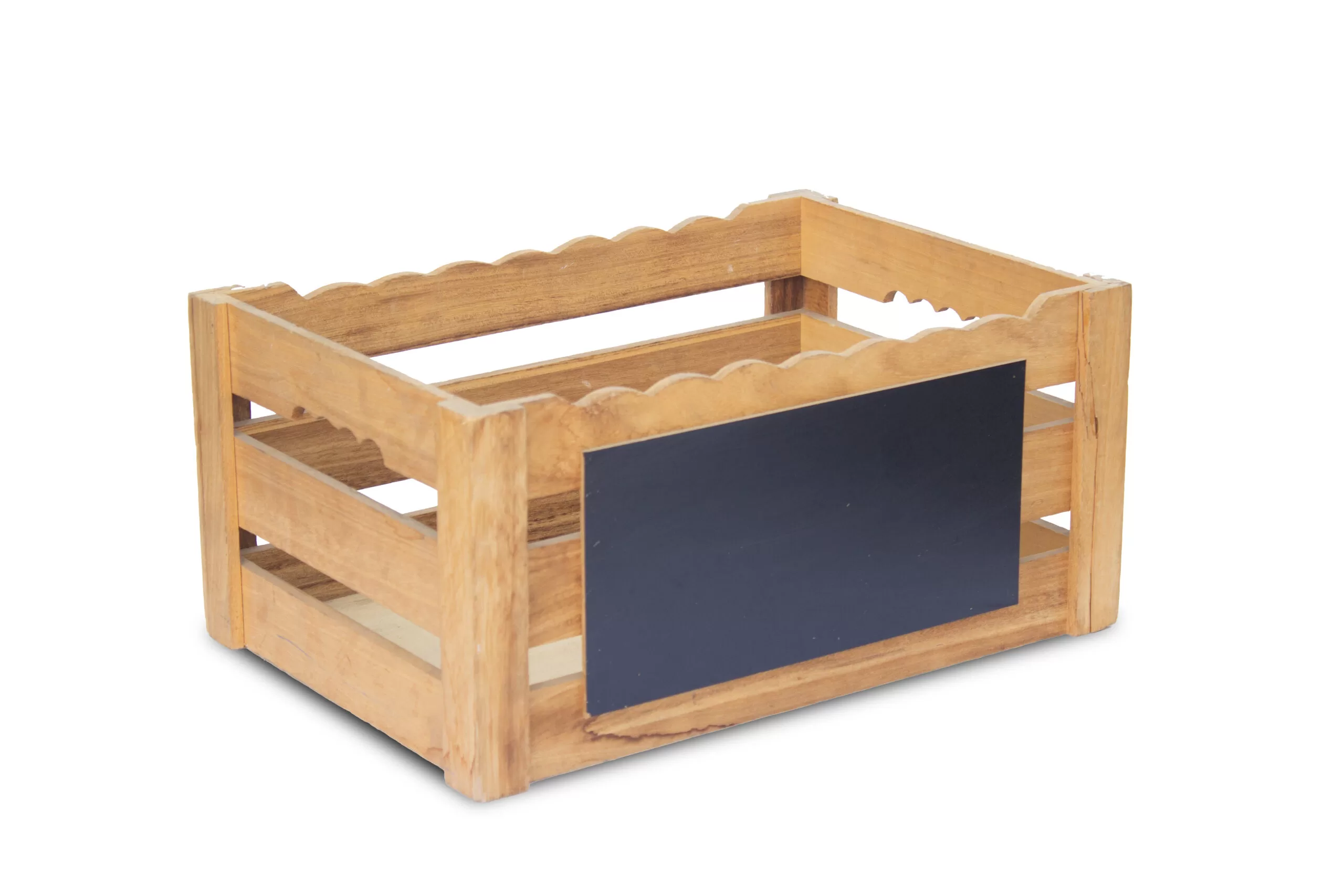 Caja de madera con borde circular