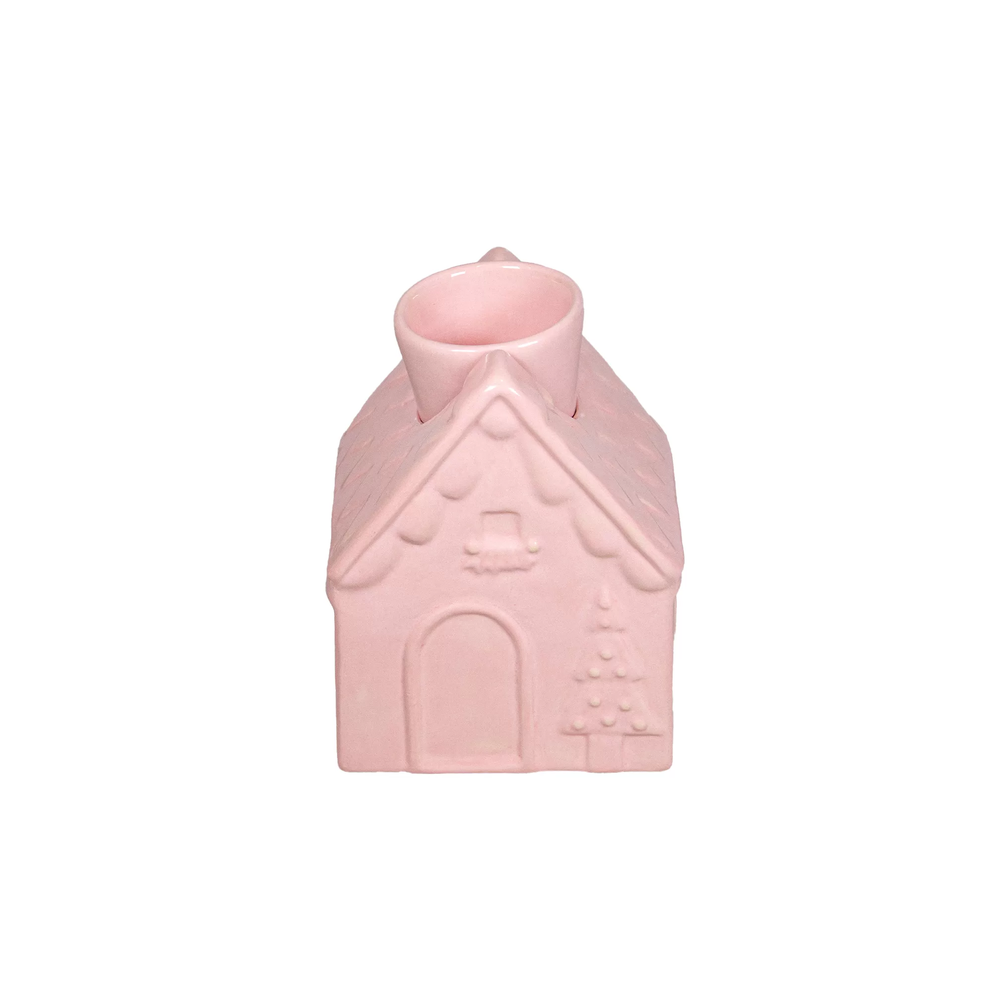 Casita decorativa de porcelana rosada