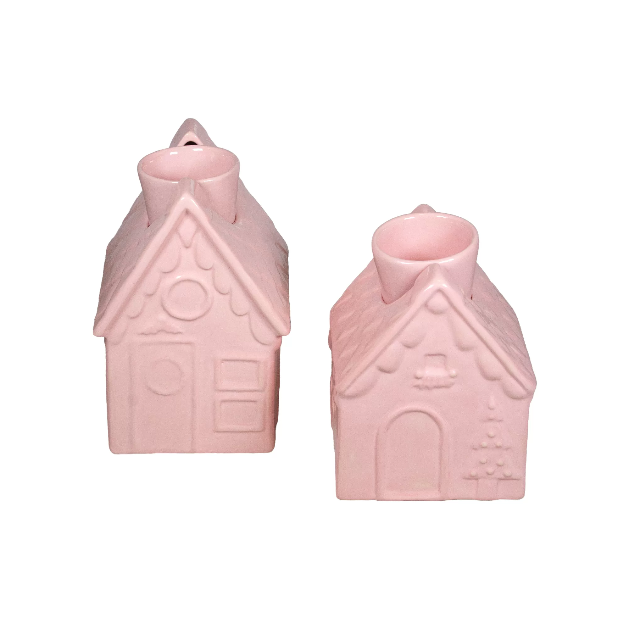 Juego de casitas de porcelana rosada